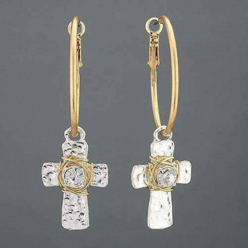 NWT-Cross Earrings - clear stone